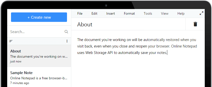 Fatmedia Online Notepad Screenshot